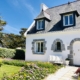 Brittany Beach Holiday Villa, whitewashed pretty villa with path to front door and cottage garden