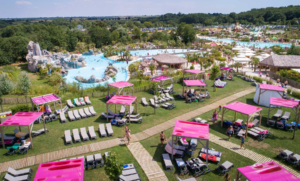 Aerial view of waterpark and it's pools
